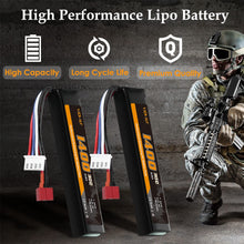 Load image into Gallery viewer, VICMILE 1400mAh Airsoft Battery 11.1V Lipo Battery with Deans T Plug 30C High Discharge Rate Rechargeable 3S Lipo Battery for Airsoft Model Guns