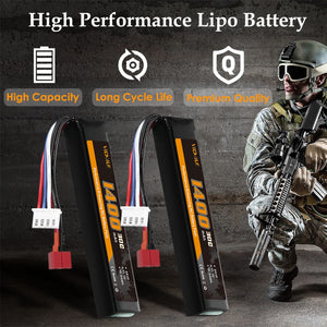VICMILE 1400mAh Airsoft Battery 11.1V Lipo Battery with Deans T Plug 30C High Discharge Rate Rechargeable 3S Lipo Battery for Airsoft Model Guns