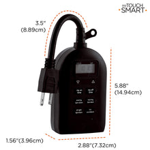 Load image into Gallery viewer, myTouchSmart Outlet Timer, Dual Plug-in Digital Timer Outlet, Simple Programmable Outlet Timer, Indoor/Oudoor Countdown Timer, Weather Resistant, Seasonal Light Timer, Black, 1 Pack, 26898-P2