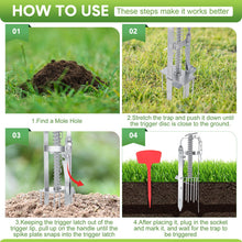 Load image into Gallery viewer, Qualirey 4 Pack Mole Trap Gopher Trap Ground Squirrel Trap Galvanized and Oil Hardened Spear Style Mole Killer Animal Trap Reusable for Lawn Garden Farm (Silver)