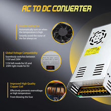 Load image into Gallery viewer, AC to DC Converter 110V to 24V 25A 600W Power Converter, AC 110V 220V to DC 24V Universal Switching Regulated Power Supply SMPS Transformer AC to DC Adapter for LED,CCTV,RV (DC24V-25A-600W)