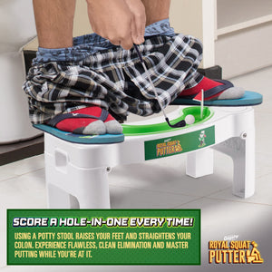 Gagster Royal Squat Putter – Mini Golf Toilet Game – Foldable Potty Stool for Adults – Funny Gag Gift for Men – White Elephant Present Ideas for Office – Indoor Golf Game for Men