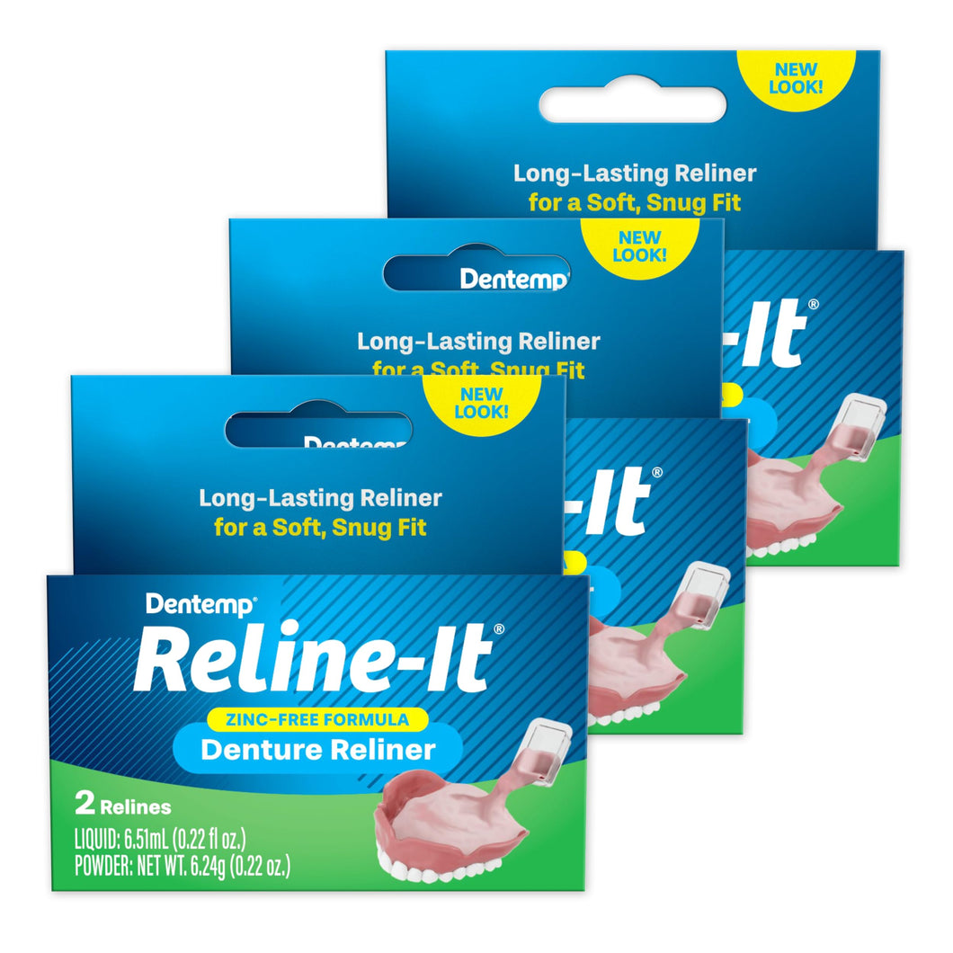 Dentemp Denture Reline Kit - Advanced Formula Reline It Denture Reliner (Pack of 3) - Denture Kit to Refit and Tighten Dentures for Both Upper & Lower Denture