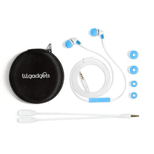 Load image into Gallery viewer, LilGadgets Kids Earbuds Wired for School - Safe &amp; Comfortable, Volume Limited, Wired in Kids Ear Buds with an in-Line Microphone, Travel Case, and Splitter - Blue