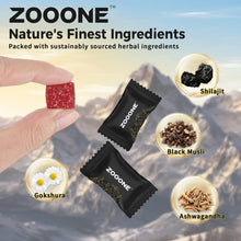 Load image into Gallery viewer, zooone- Pure Himalayan Shilajit Gummies – Premium Shilajit for Men &amp; Women, Energy &amp; Stamina Booster, Supports Immune &amp; Muscle Health – Natural Herbal Blend with Ashwagandha &amp; Black Musli