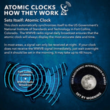 Load image into Gallery viewer, SHARP Atomic Clock with Bright Color Display, Atomic Accuracy, Jumbo 3&quot; Easy to Read Numbers - Indoor/Outdoor Temperature Display with Wireless Outdoor Sensor