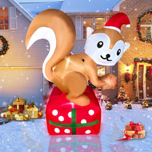 Load image into Gallery viewer, JOYEASE 5 FT Christmas Inflatable Squirrel Standing on Gift Box Decorations LED Lighted Xmas Christmas Blow up Yard Decorations for Party Indoor Outdoor Garden Decor