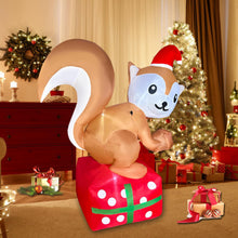 Load image into Gallery viewer, JOYEASE 5 FT Christmas Inflatable Squirrel Standing on Gift Box Decorations LED Lighted Xmas Christmas Blow up Yard Decorations for Party Indoor Outdoor Garden Decor