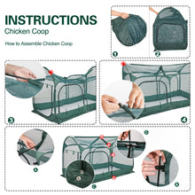 Load image into Gallery viewer, ANC POP Portable Chicken Run Large Pop-Up Chicken Pen for Small Animals Outdoor Gardening Net with 3 Doors and Handbag, Easy to Install and Storage, Green