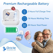 Load image into Gallery viewer, Oracle Standard 2.0 Hearing Aids for Seniors - Oricle Hearing Aids for Adults with Advanced Noise Cancellation - Easy Volume Control with Portable Charging Case