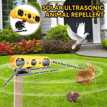 Load image into Gallery viewer, Qualirey Solar Outdoor Motion Sensor Alarm 2 x 129db Loud Noise Maker 13 Sound Detector Strobe Light, 4 Modes Animal Deterrent Dog Barking Alarm Mount on Ground or Fence for Garden Yard(2 Pack)
