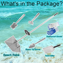 Load image into Gallery viewer, Sand Flea Rake Detachable Long Handle Sand Sifter for Beach Sharp Teeth Wide Basket Sand Fleas Catcher Stainless Steel Sand Crab Catcher for Travelling