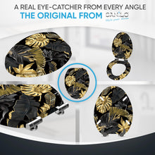 Load image into Gallery viewer, Sanilo Soft Close Toilet Seat ELONGATED, Quiet and Slow Close Lid and Seat, Strong Bumpers and Hinges, Golden Leaves