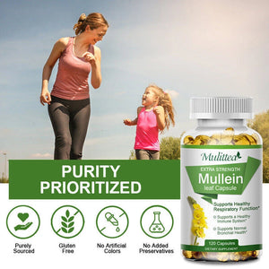 New Mulittea Mullein Leaf Capsules 1000mg Support Lung Cleanse Capsules