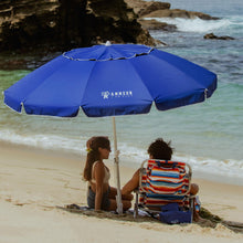 Load image into Gallery viewer, AMMSUN 8 Feet Large Beach Umbrella with Sand Anchor Heavy Duty High Wind Portable Outdoor Umbrellas UPF 50+ Protection Air Vent Tilt Patio Garden Pool Blue