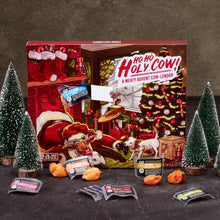 Load image into Gallery viewer, Man Crates Jerky Advent Calendar 2024 Featuring &quot;Ho-Ho-Holy Cow&quot; Artwork – Includes 25 Delicious Bites of Beef Jerky – Delicious Flavors Like Orange Habanero, Rootbeer and More