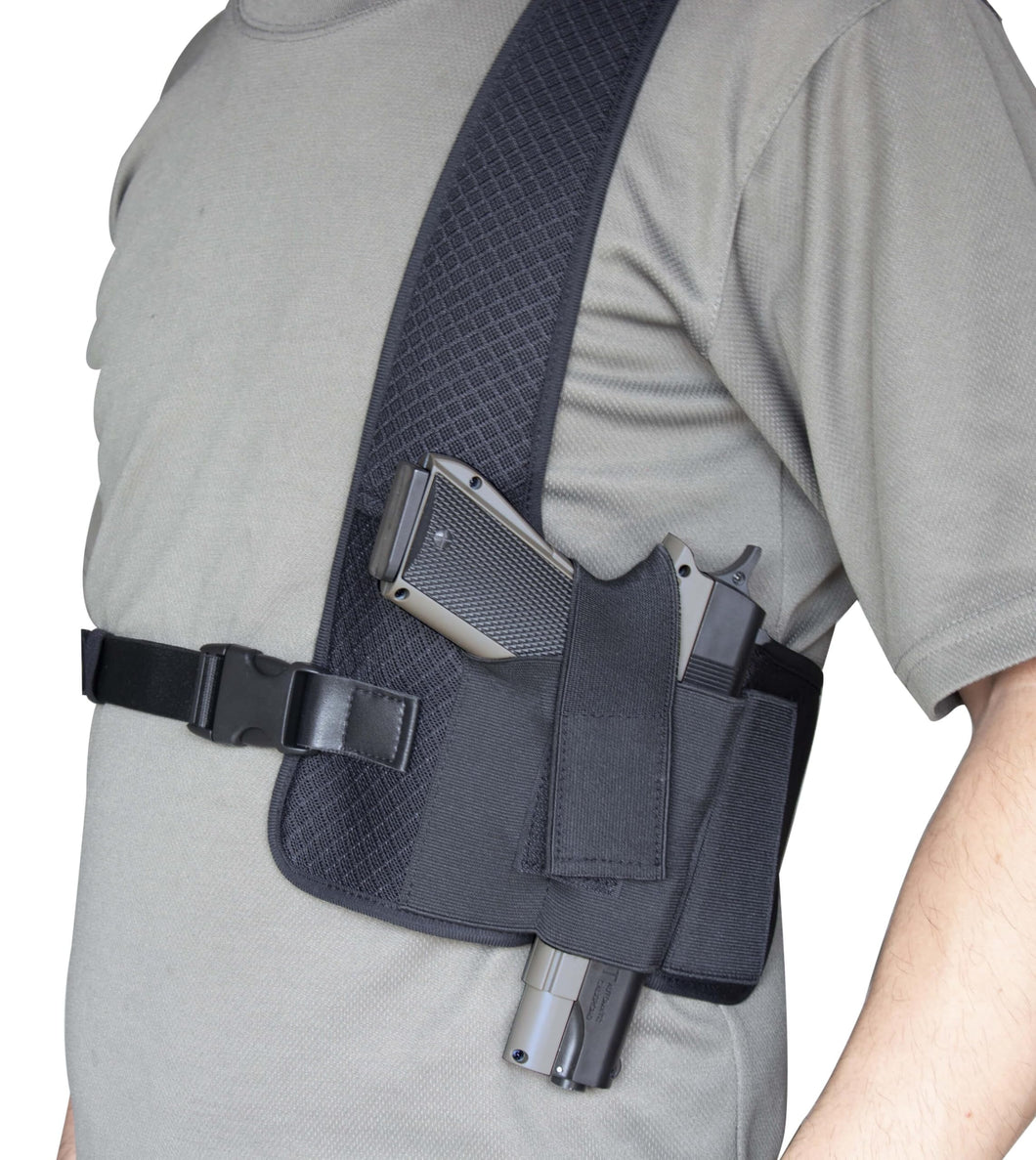 HOGIKUO Universal Shoulder Holster，Chest Holster,Concealed Shoulder Holster for Men,Fits 1911,M&P Shield 9mm, Glock 19,Sig P365,S&W Bodyguard and More（Right Hand）