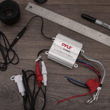 Load image into Gallery viewer, Pyle Hydra Marine Amplifier - Upgraded Elite Series 400 Watt 2 Channel Micro Amplifier - Waterproof, GAIN Level Controls, RCA Stereo Input, 3.5mm Jack &amp; Volume Control (PLMRMP1A)