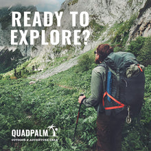 Load image into Gallery viewer, QUADPALM Grappling Hook with 10m Rope – Multifunctional Grapple Hook - 2 Locking carabiners - 4 Stainless Steel Folding Claws - Heavy Duty - Outdoor Camping Hiking Climbing Equipment (Black Rope)