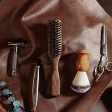 Load image into Gallery viewer, Mens Wild Boar Bristle Hair Brush for Men - Slick Back Hair Brush - Stiff Bristles for Thick Hair, Natural Black Walnut Wooden Handle Hairbrush, Beard Mustache Brush Comb by GAINWELL