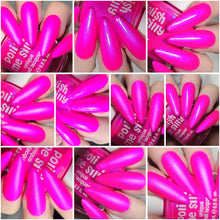 Load image into Gallery viewer, Polish Me Silly Barbee On The Glow - Neon Pink Blue NEON Glow Pop Collection MultiColor Shifting: Mylar Oil Slick Indie Nail Polish