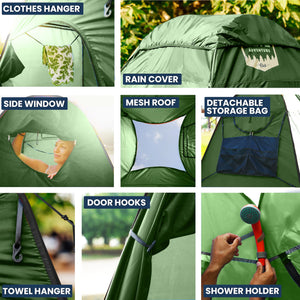 Pop Up Privacy Tent for Portable Toilet for Adults Camping Portable Toilet with Sensor Light Toilet Bags Poo Powder Porta Potty Chemicals