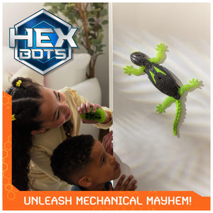 HEX BOTS Wall Crawler Gecko, Rechargeable Remote Control Robot, Climbs Walls, LED Eyes, Ages 4+