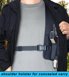 HOGIKUO Universal Shoulder Holster，Chest Holster,Concealed Shoulder Holster for Men,Fits 1911,M&P Shield 9mm, Glock 19,Sig P365,S&W Bodyguard and More（Right Hand）