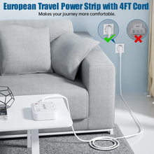 Load image into Gallery viewer, European Travel Plug Adapter with 4FT Extension Cord, (Not for UK) US to European International Plug Adapter Travel Essentials France Germany Greece