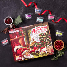 Load image into Gallery viewer, Man Crates Jerky Advent Calendar 2024 Featuring &quot;Ho-Ho-Holy Cow&quot; Artwork – Includes 25 Delicious Bites of Beef Jerky – Delicious Flavors Like Orange Habanero, Rootbeer and More
