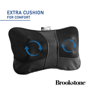 Brookstone Shiatsu Neck and Lumbar Massager, Deep Kneading Massage Pillow with Heat - Neck, Shoulder, Leg, Lumbar Portable Massager, Electric Massage Pillow for Home Office Car