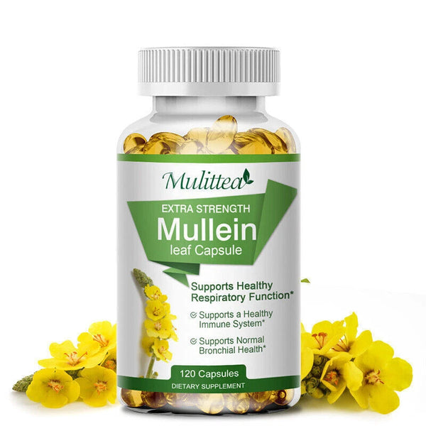 New Mulittea Mullein Leaf Capsules 1000mg Support Lung Cleanse Capsules